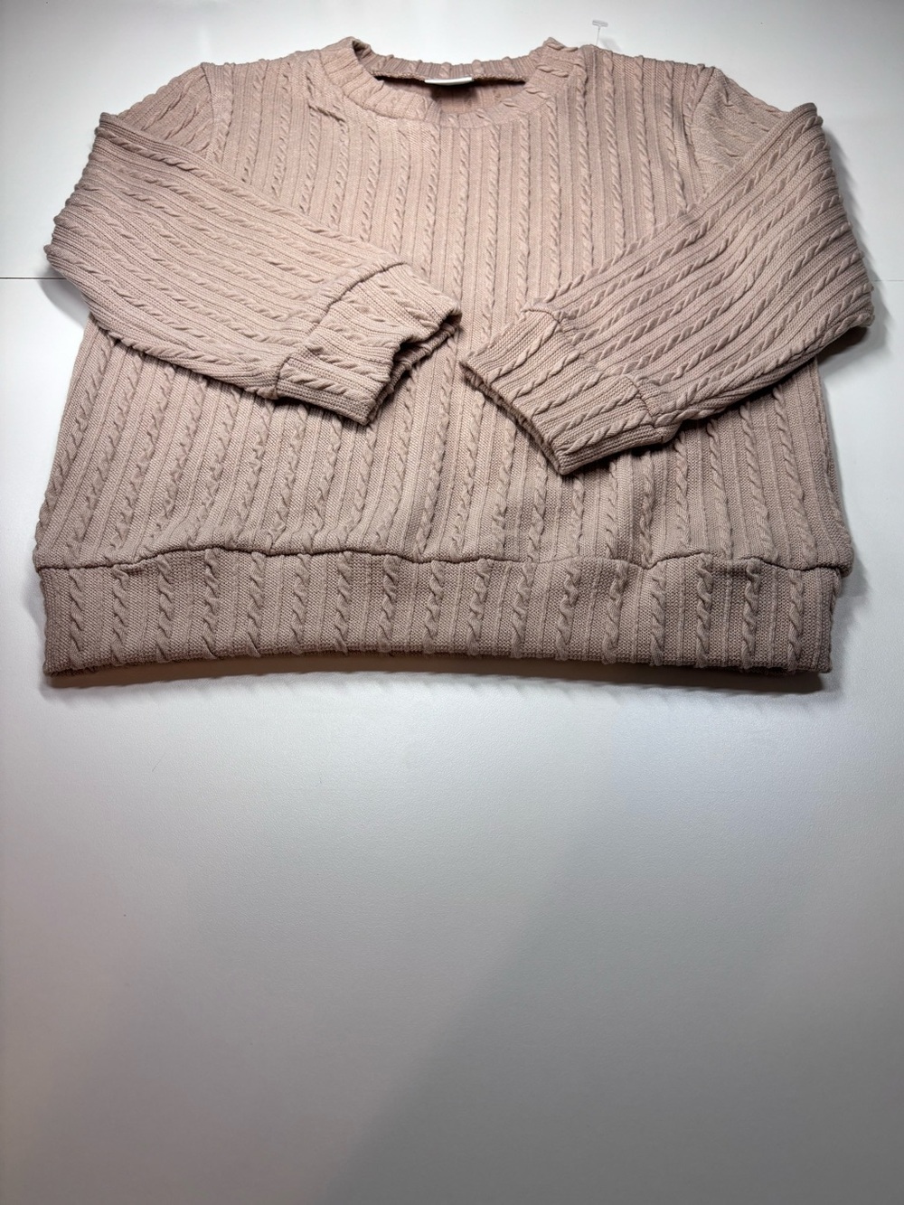 Kids Cable-Knit Crewneck Sweater - Tan/Beige Color Size 2Y